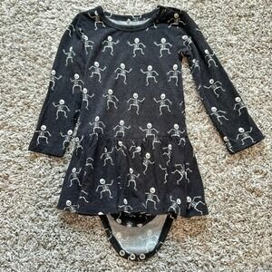 Posh Peanut Baby Girl Dress Bodysuit 12-18 Months Skeleton Halloween Bamboo Glow